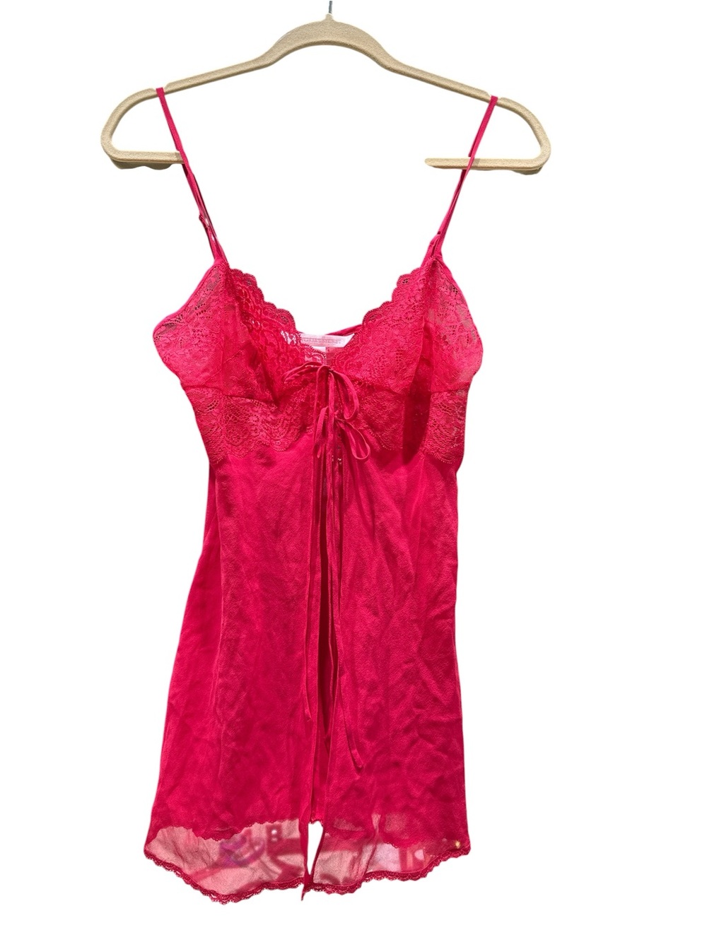 Victoria's Secret Bright Pink Lace & Sheer Chemise